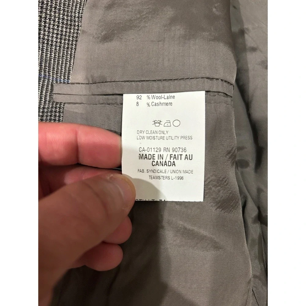Lauren Ralph Lauren Mens 44R‎ Blazer Grey Glen Plaid Wool Cashmere Sport Coat
